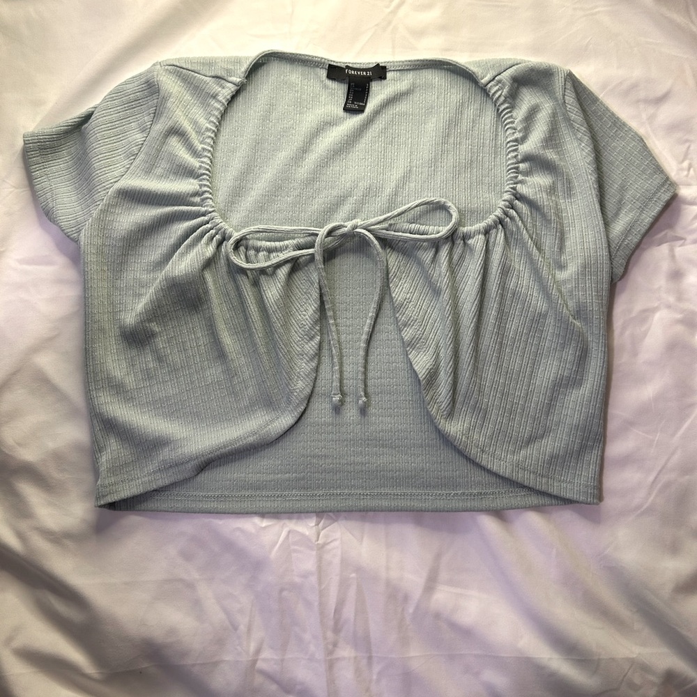 Trendyol Light Blue Ribbed Crop Top
